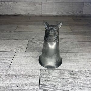 Vintage Stirrup Cup Wolf Head Metal Bell - Pewter